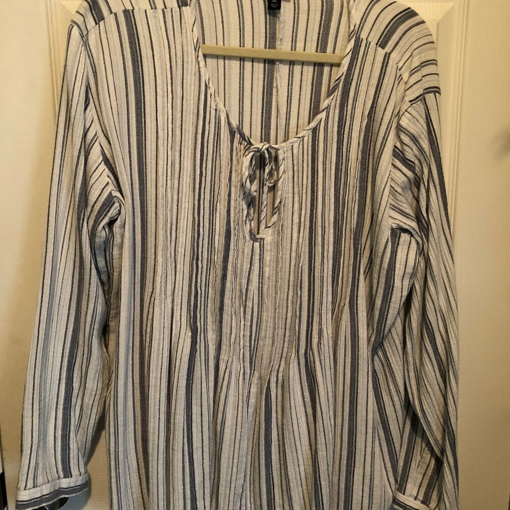 Women's XXL blue and white striped blouse by A.N.A.